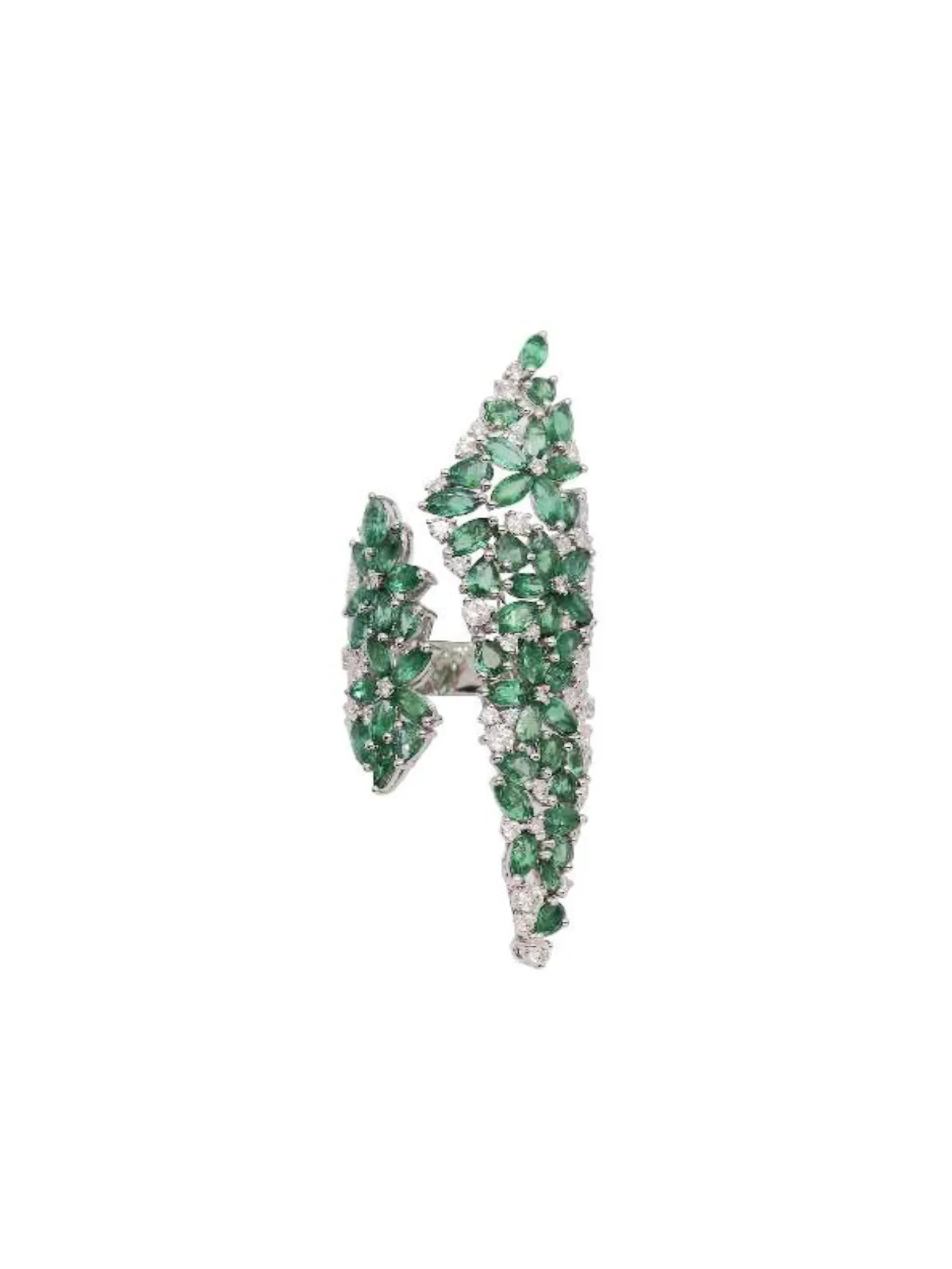 10.35ct Diamond Emerald 18K Gold Shield Ring