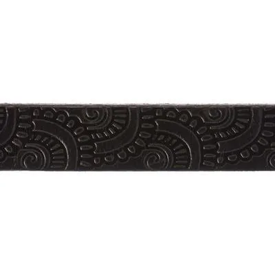 10mm Black Flat Embossed Leather