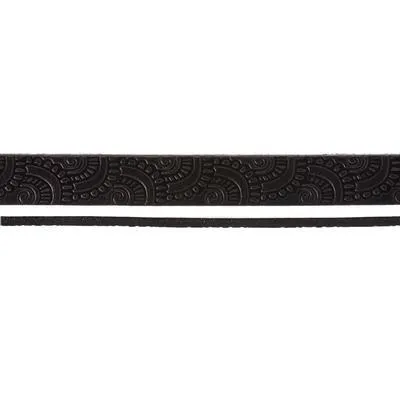 10mm Black Flat Embossed Leather