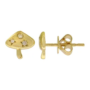 14K GOLD AND DIAMOND MUSHROOM STUDS