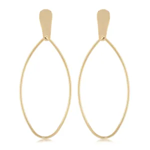 14k Gold Oval Drop Earrings