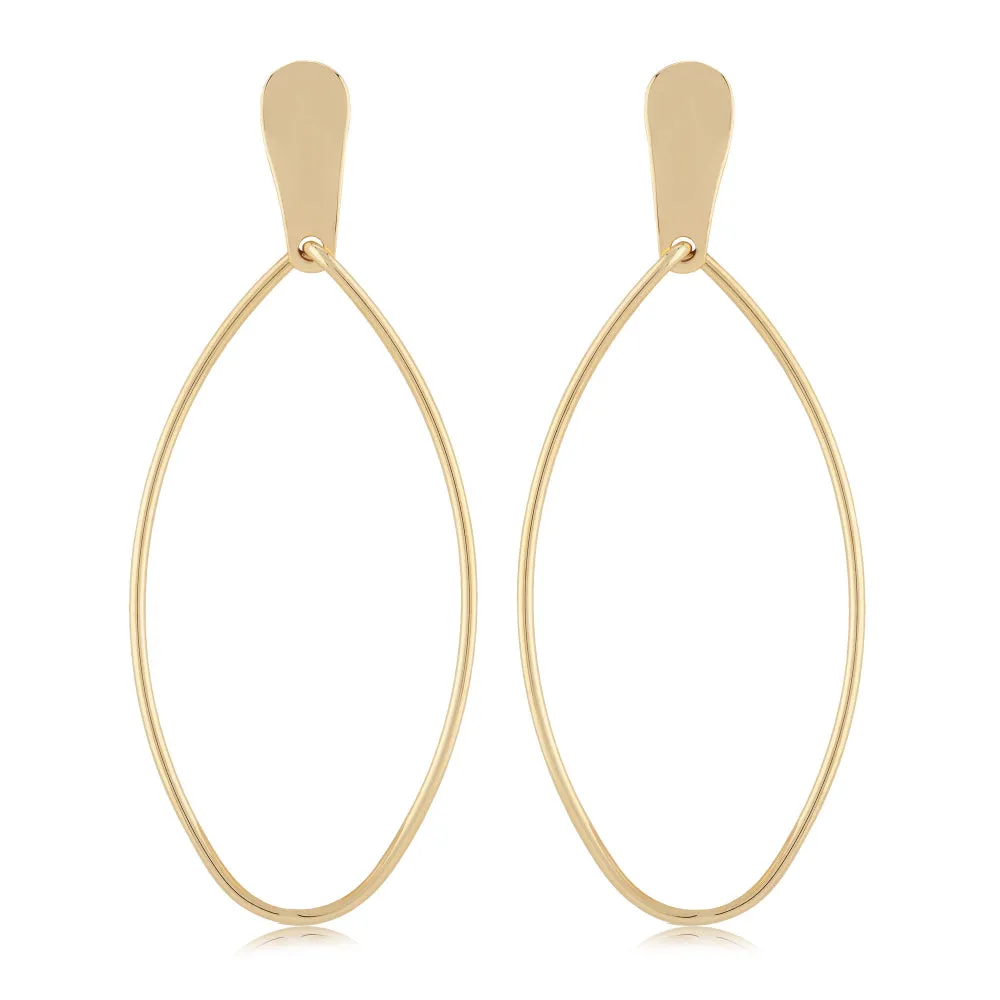 14k Gold Oval Drop Earrings