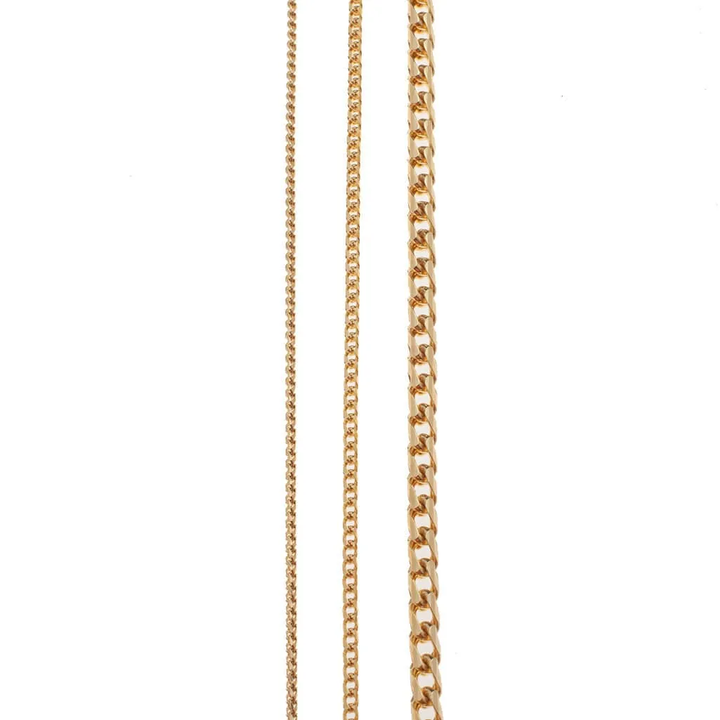 14K Gold Small Franco Diamond Cut Necklace 2mm