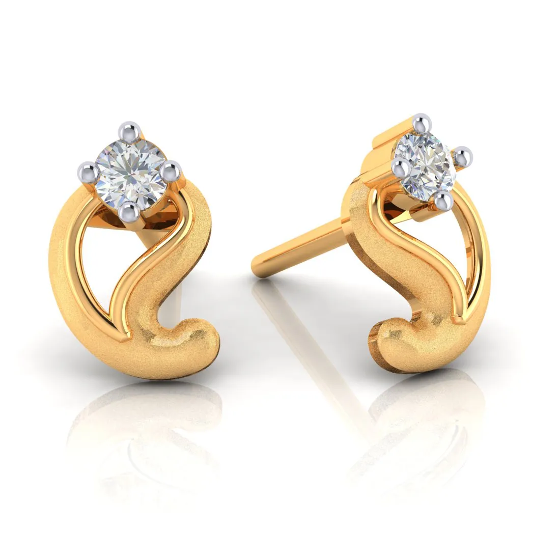 14k Kalka Style American Diamond Gold Earrings