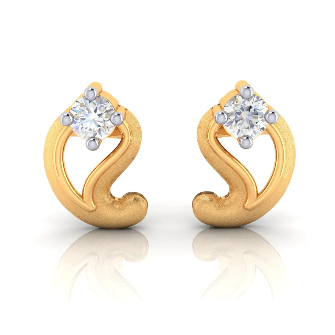 14k Kalka Style American Diamond Gold Earrings