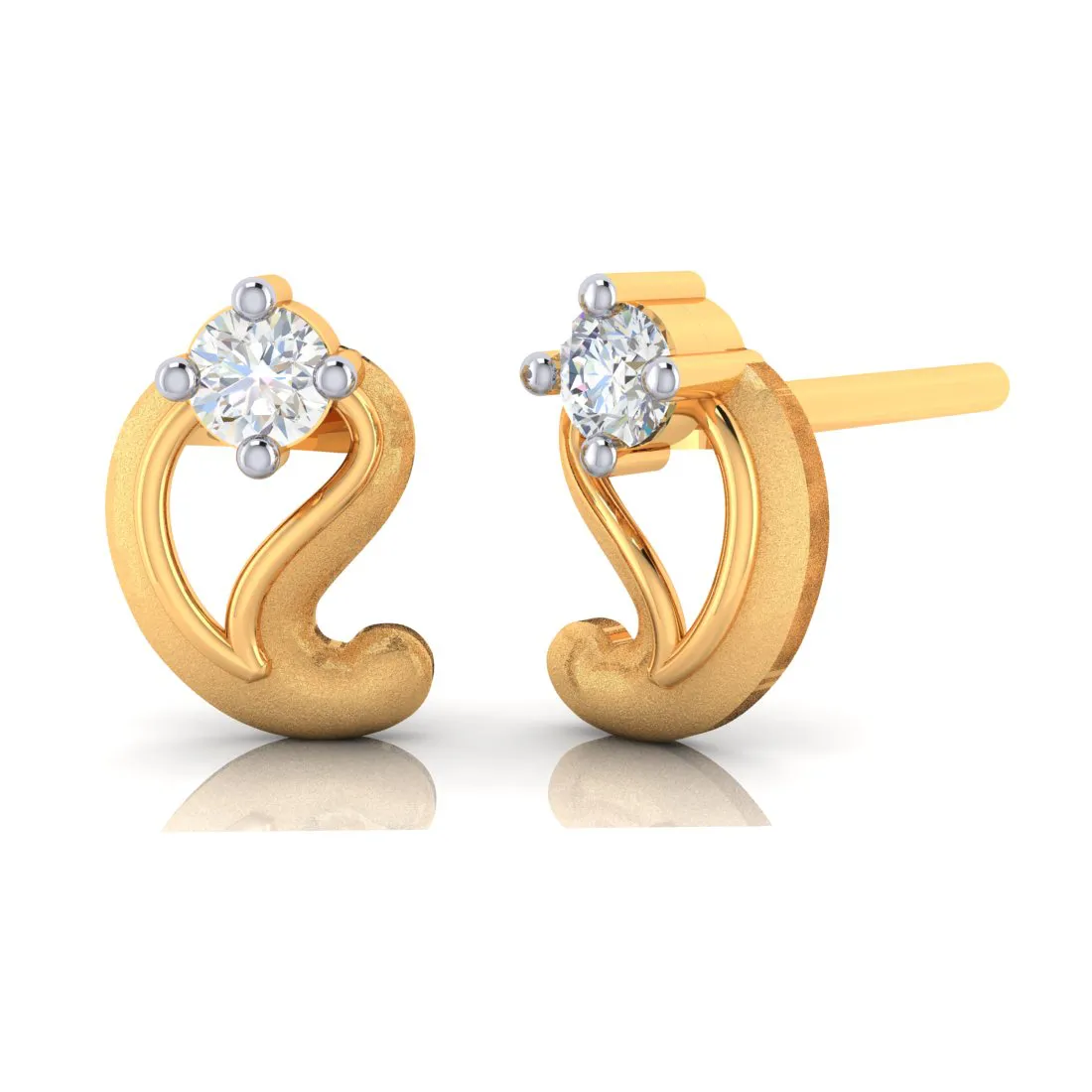 14k Kalka Style American Diamond Gold Earrings