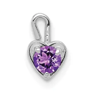 14k White Gold February Birthstone Heart Charm