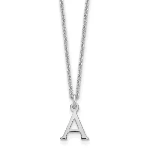 14k White Gold Tiny Cut Out Block Letter B Initial Pendant and Necklace