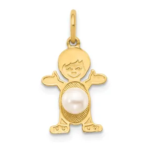 14k Yellow Gold Boy Oval Cultured Pearl