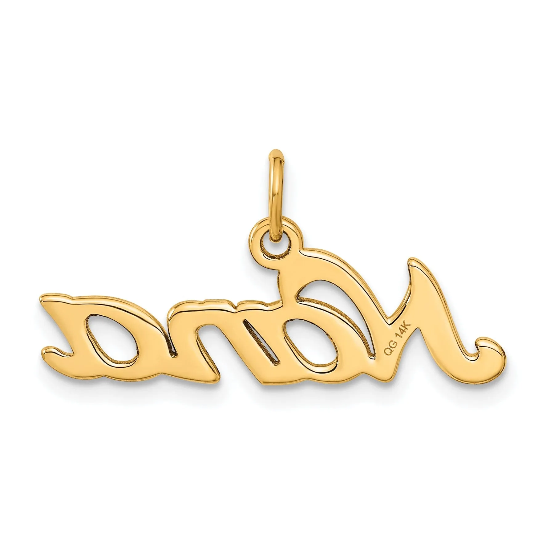 14k Yellow Gold Brush Diamond Cut Finish NANA Script Pendant