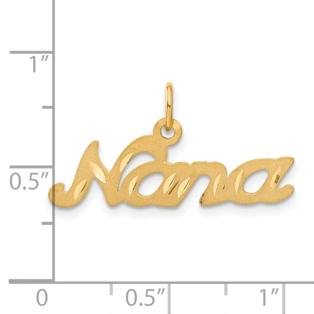 14k Yellow Gold Brush Diamond Cut Finish NANA Script Pendant