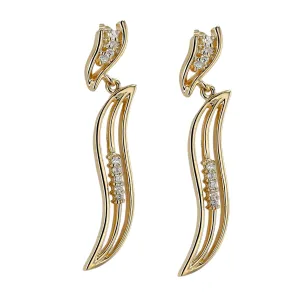 14K Yellow gold fancy S diamonds dangling studs earrings