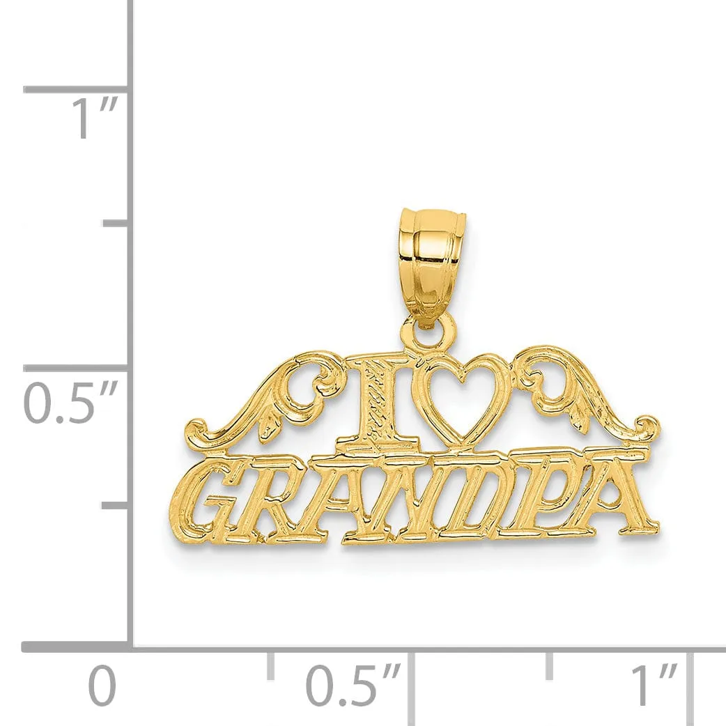 14k Yellow Gold I HEART Design GRANDPA Pendant