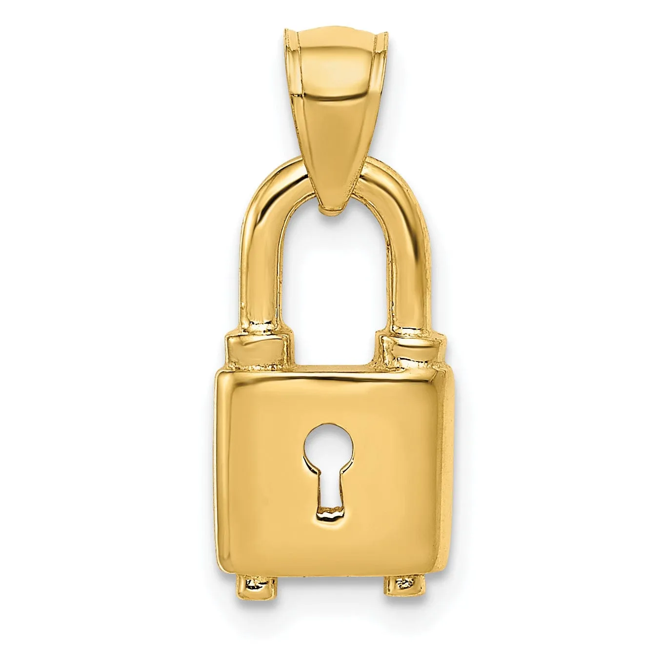 14K Yellow Gold Lock with Key Hole Charm Pendant