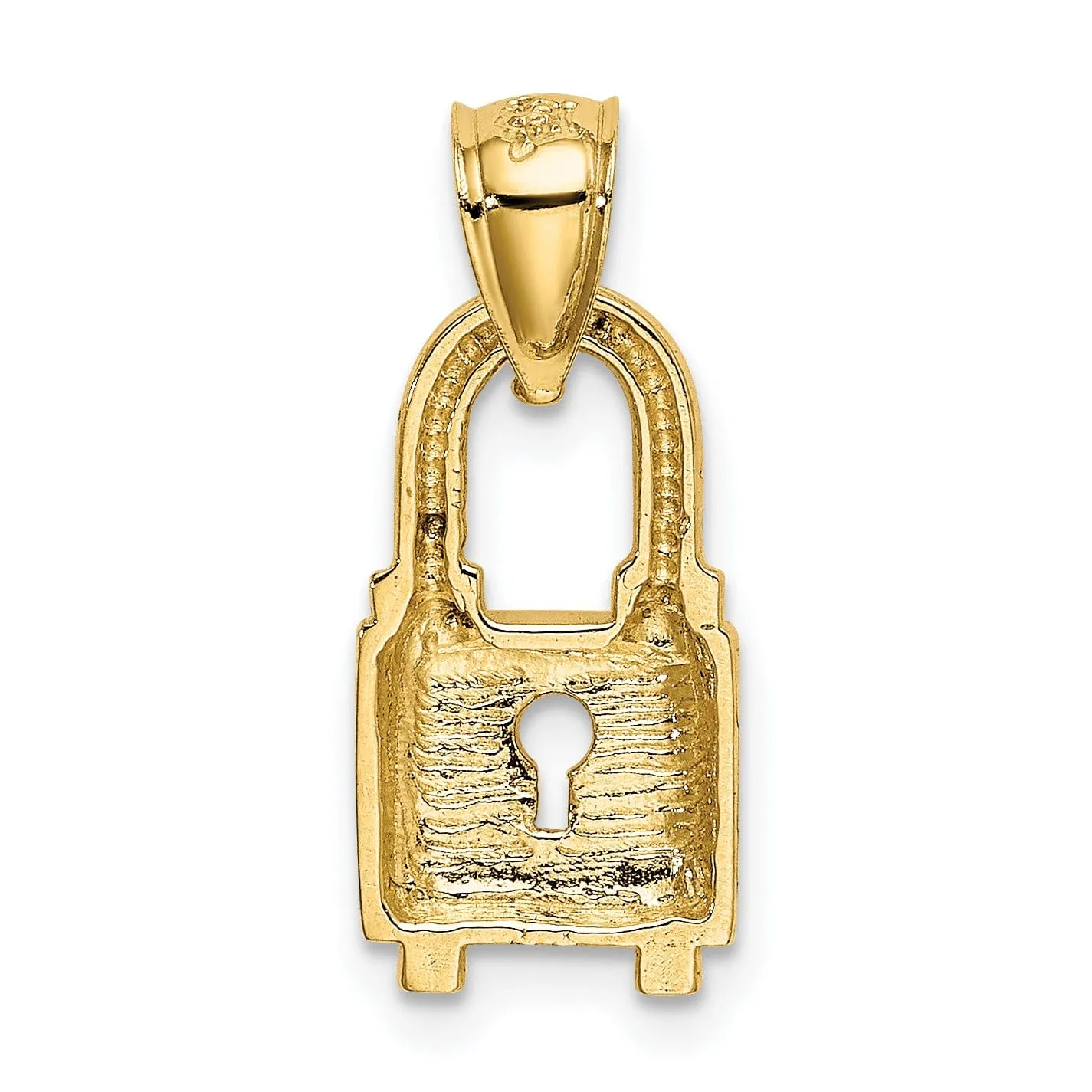 14K Yellow Gold Lock with Key Hole Charm Pendant