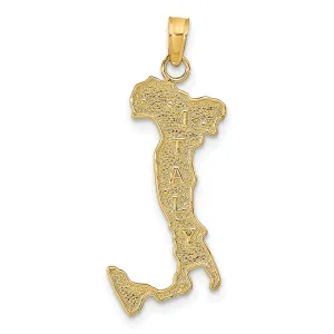 14K Yellow Gold Map of ITALY Boot Solid Pendant