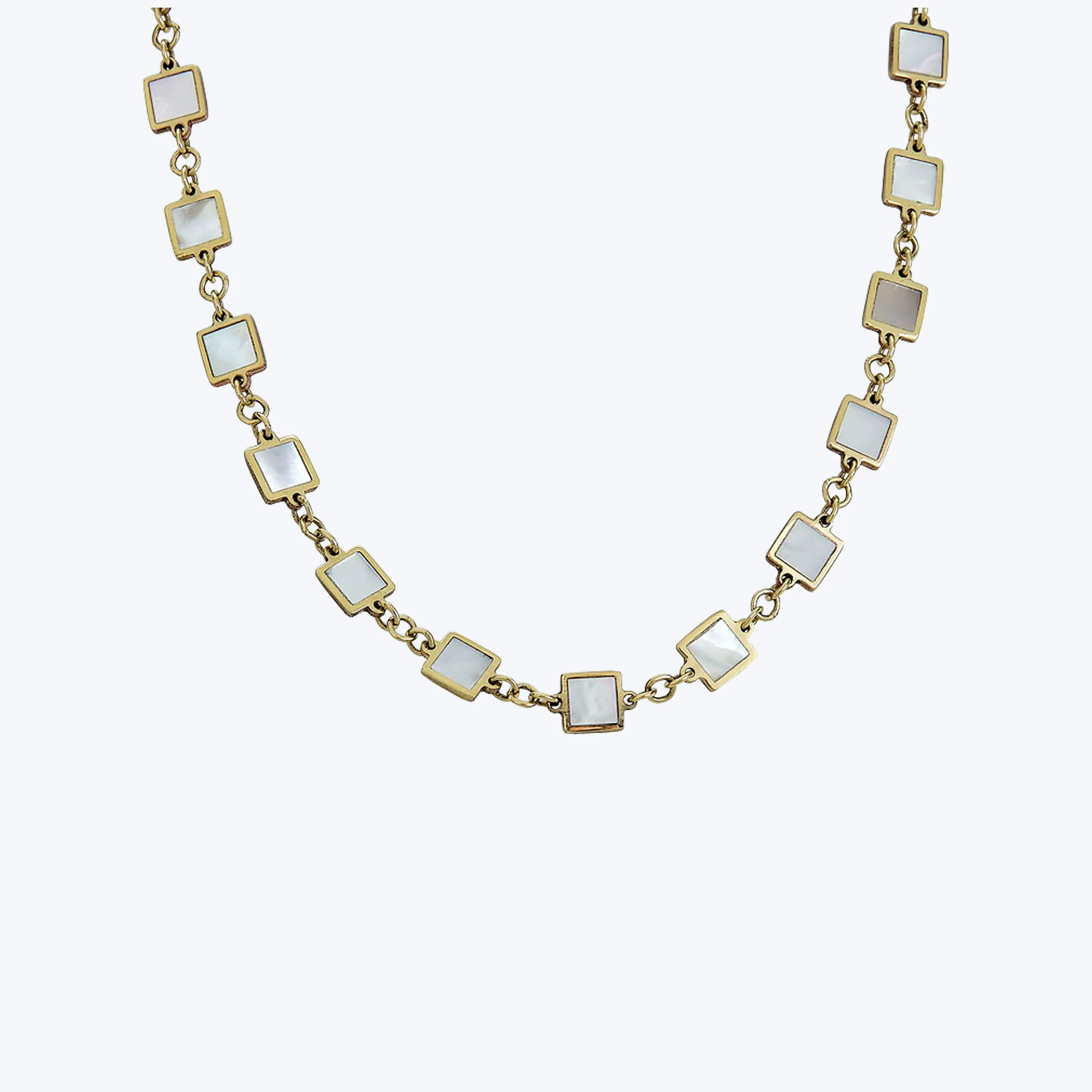 14K Yellow Gold Mother-Of-Pearl Square Necklace