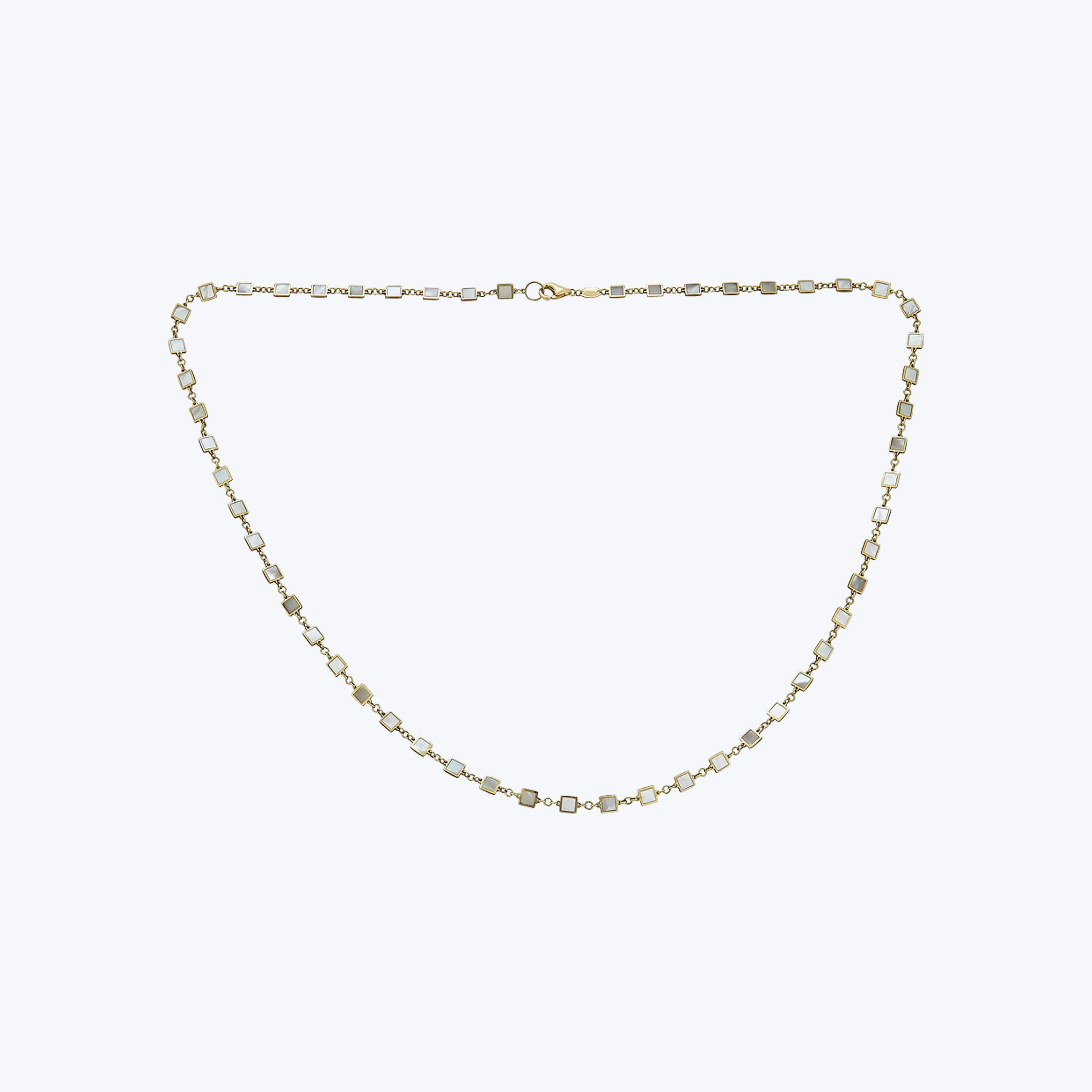 14K Yellow Gold Mother-Of-Pearl Square Necklace