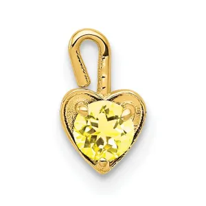 14k Yellow Gold November Synthetic Birthstone Round 3.5 MM Stone Shape in Heart Design Charm Pendant