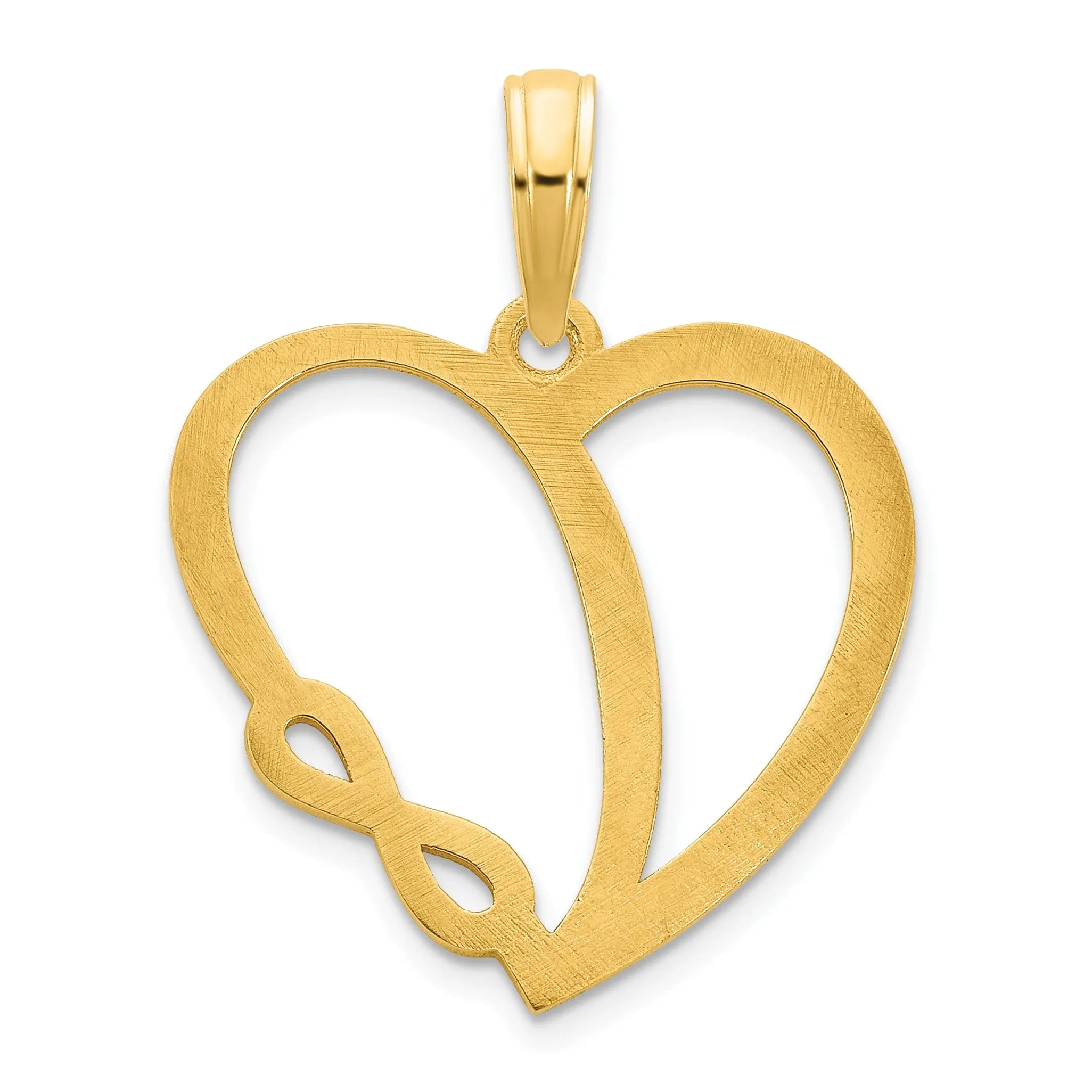 14k Yellow Gold Polished Finish Flat Back Women's Infinity in Heart Design Charm Pendant