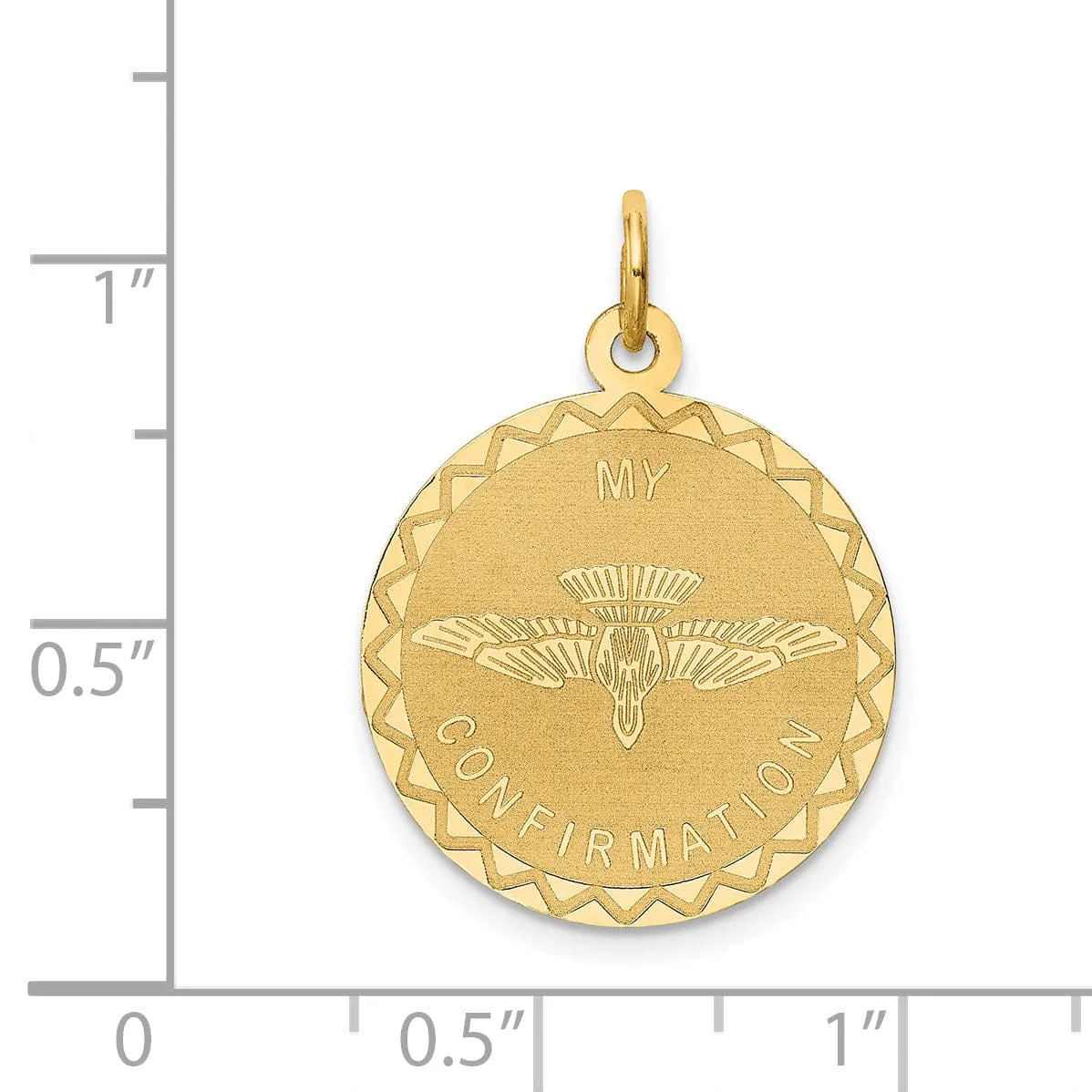 14k Yellow Gold Polished Finish My Confirmation Disc with Dove Pendant