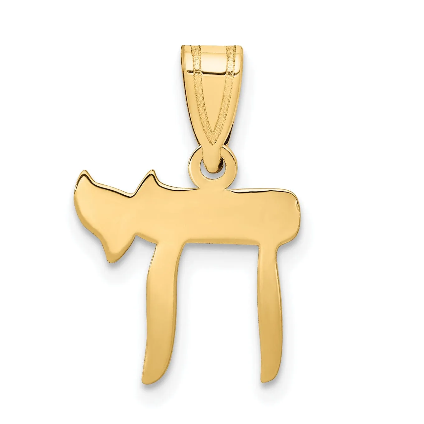 14K Yellow Gold Polished Finish Unisex Solid Chai Life Charm Pendant