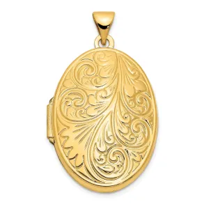 14k Yellow Gold Scroll Oval Locket