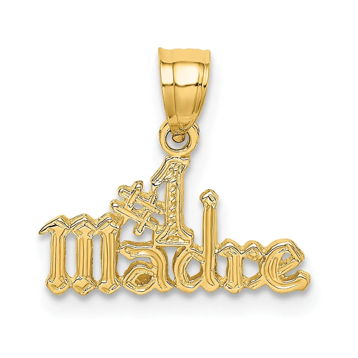 14k Yellow Gold Solid Polished Finish #1 MADRE Pendant