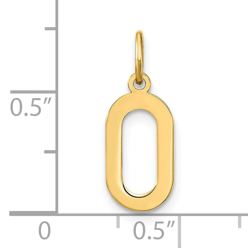 14k Yellow Gold Women's Letter O Initial Charm Pendant