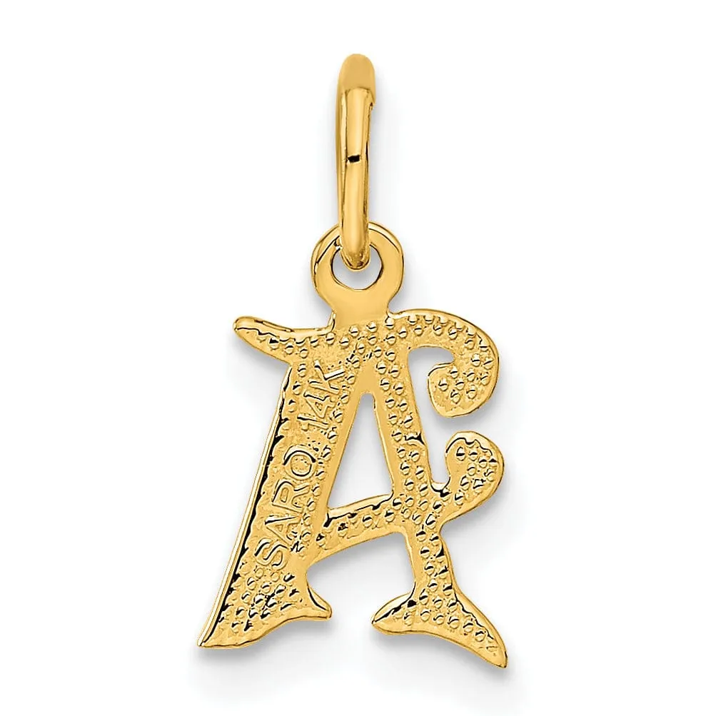 14k Yellow GoldSmall Script Design Letter A Initial Charm Pendant