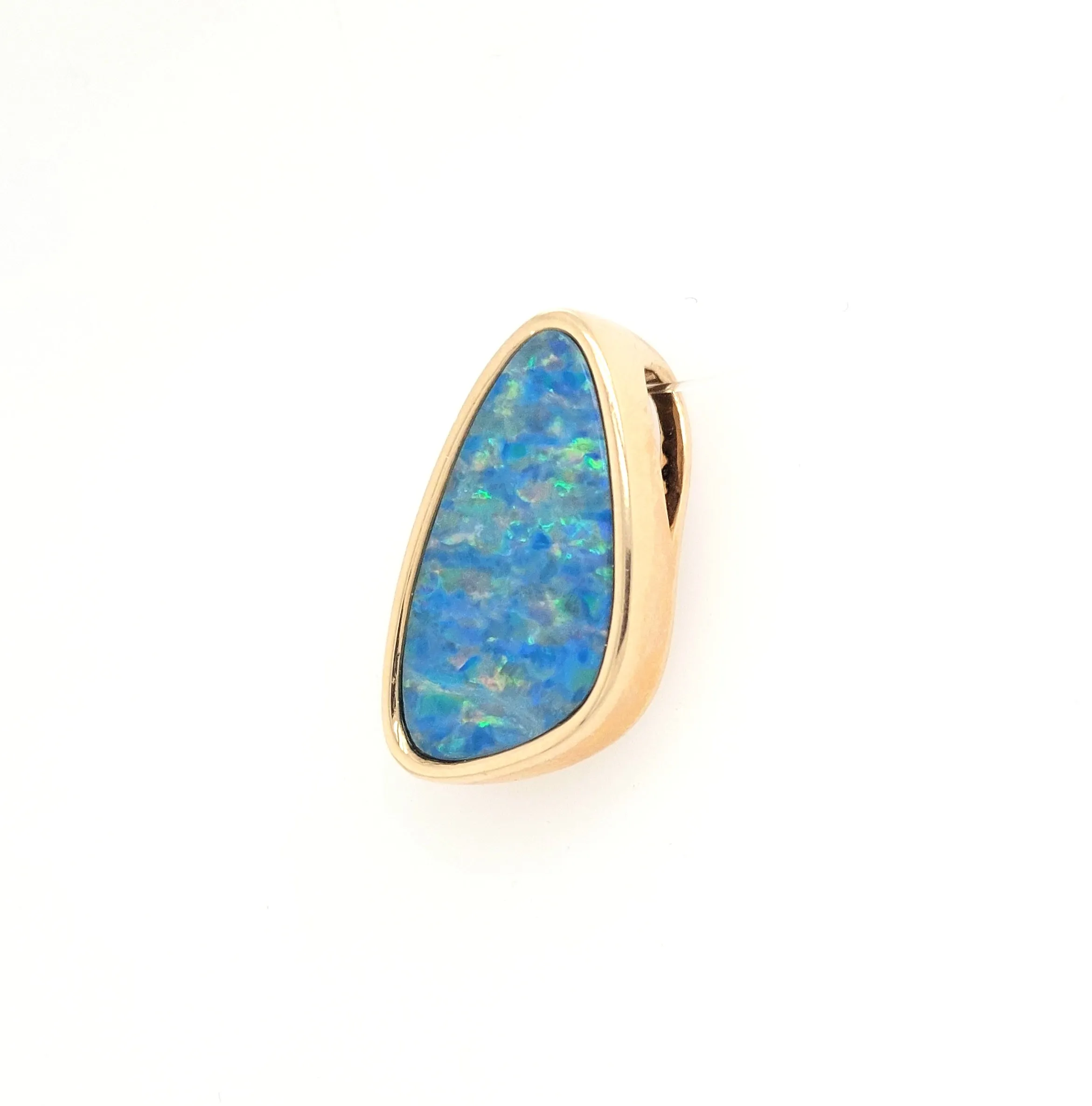 14KY Australian Opal Doublet Pendant with hidden bail