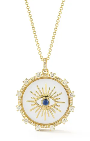 14KY Floating Evil Eye Necklace