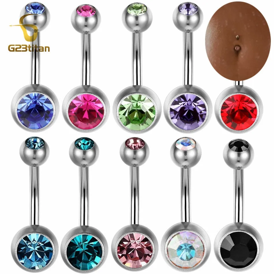 15 ColorsTitanium Zirconia Navel Piercing Body Jewelry