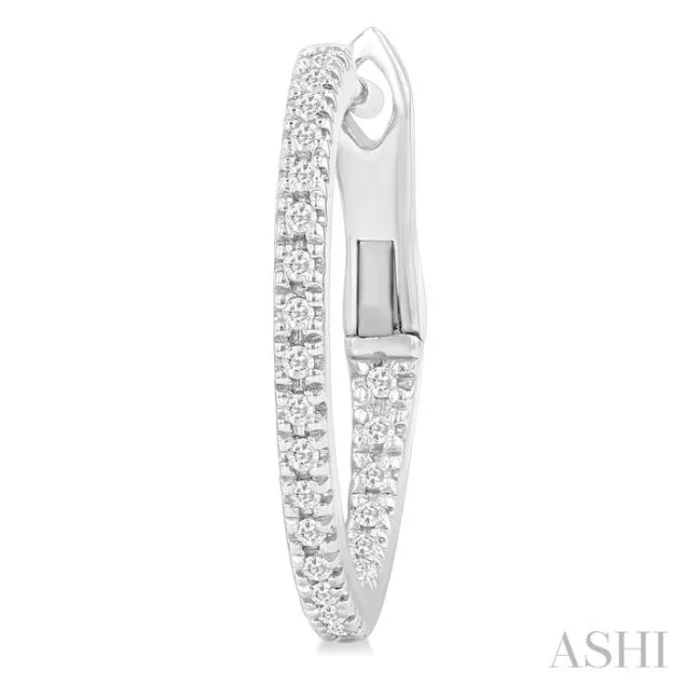 1/6 Ctw Inside & Outside Round Cut Diamond Hoop Earring in 10K White Gold