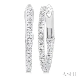 1/6 Ctw Inside & Outside Round Cut Diamond Hoop Earring in 10K White Gold