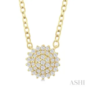 1/6 Ctw Petite Round Shape Round Cut Diamond Cluster Fashion Pendant With Chain in 10K Yellow Gold