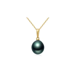 18K Solid Gold Saltwater Tahitian Pearl Necklace KN00172