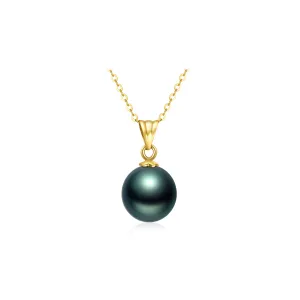 18K Solid Gold Saltwater Tahitian Pearl Necklace KN00173