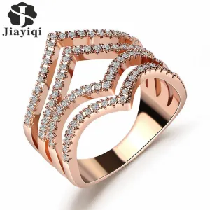 2017 New Rose Gold and Silver color Cubic Zirconia Brand Finger Rings Fashion Jewelry Wedding Rings For Women Love Gift