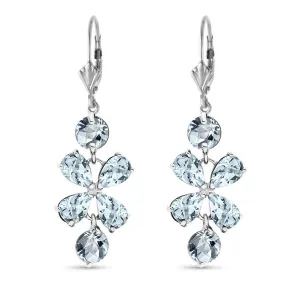 5.32 Carat 14K Solid White Gold Chandelier Earrings Aquamarine