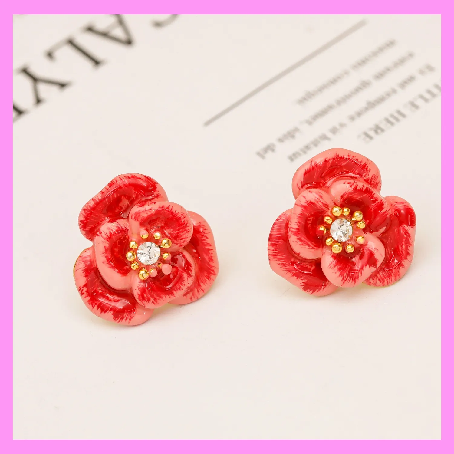 【6-36#】Gradient Rose Earrings for female fashion daily engagement wedding anniversary birthday present