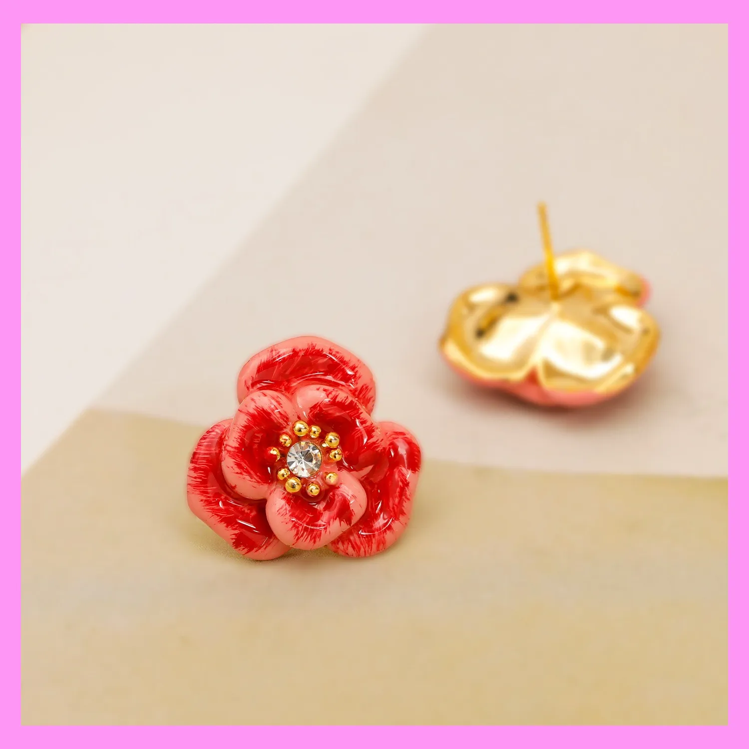 【6-36#】Gradient Rose Earrings for female fashion daily engagement wedding anniversary birthday present