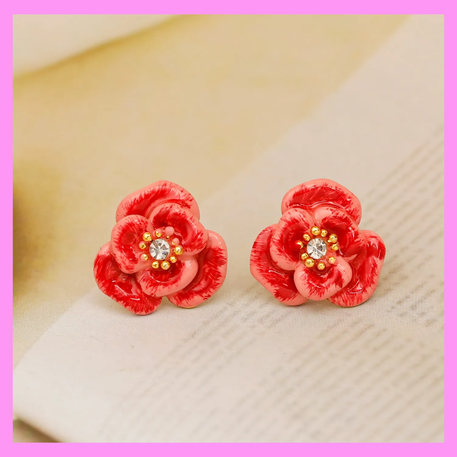 【6-36#】Gradient Rose Earrings for female fashion daily engagement wedding anniversary birthday present