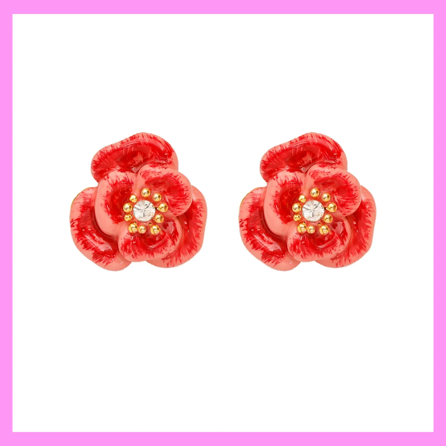 【6-36#】Gradient Rose Earrings for female fashion daily engagement wedding anniversary birthday present