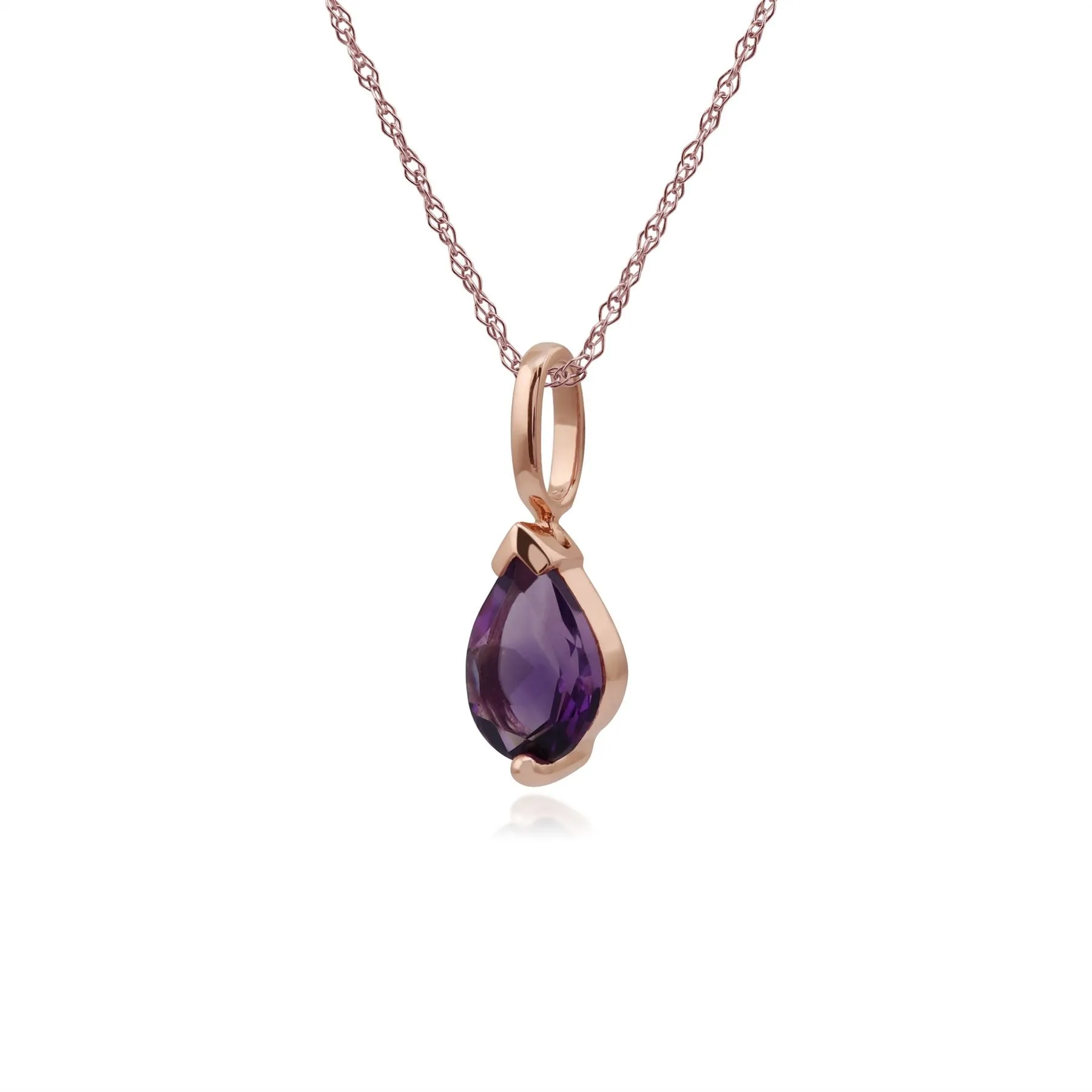 9 karat Rose Gold Amethyst 18zoll Halskette