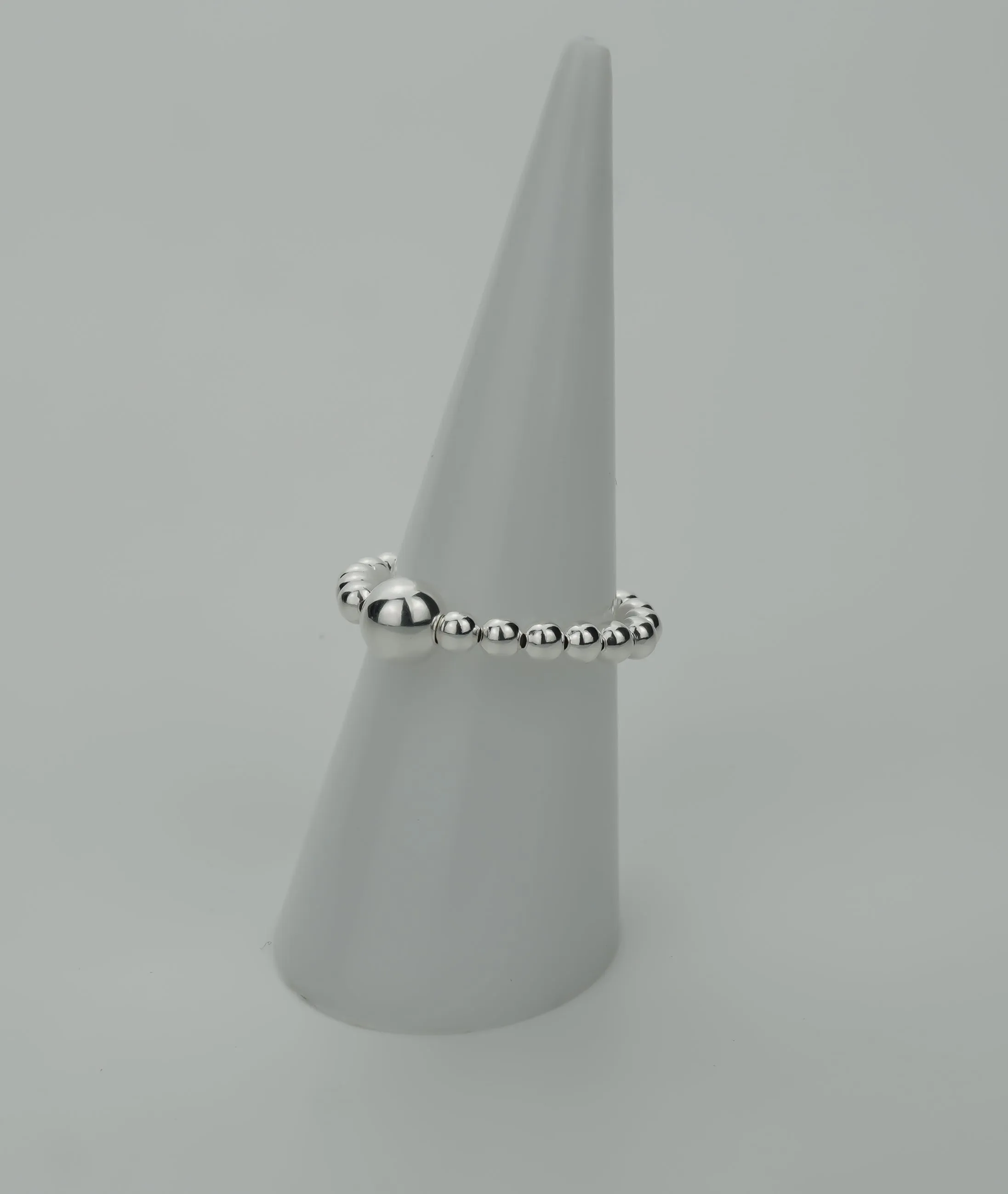 925 Sterling Silver Stretch Accent Bead Ring, Stacked Rings, Women's Rings