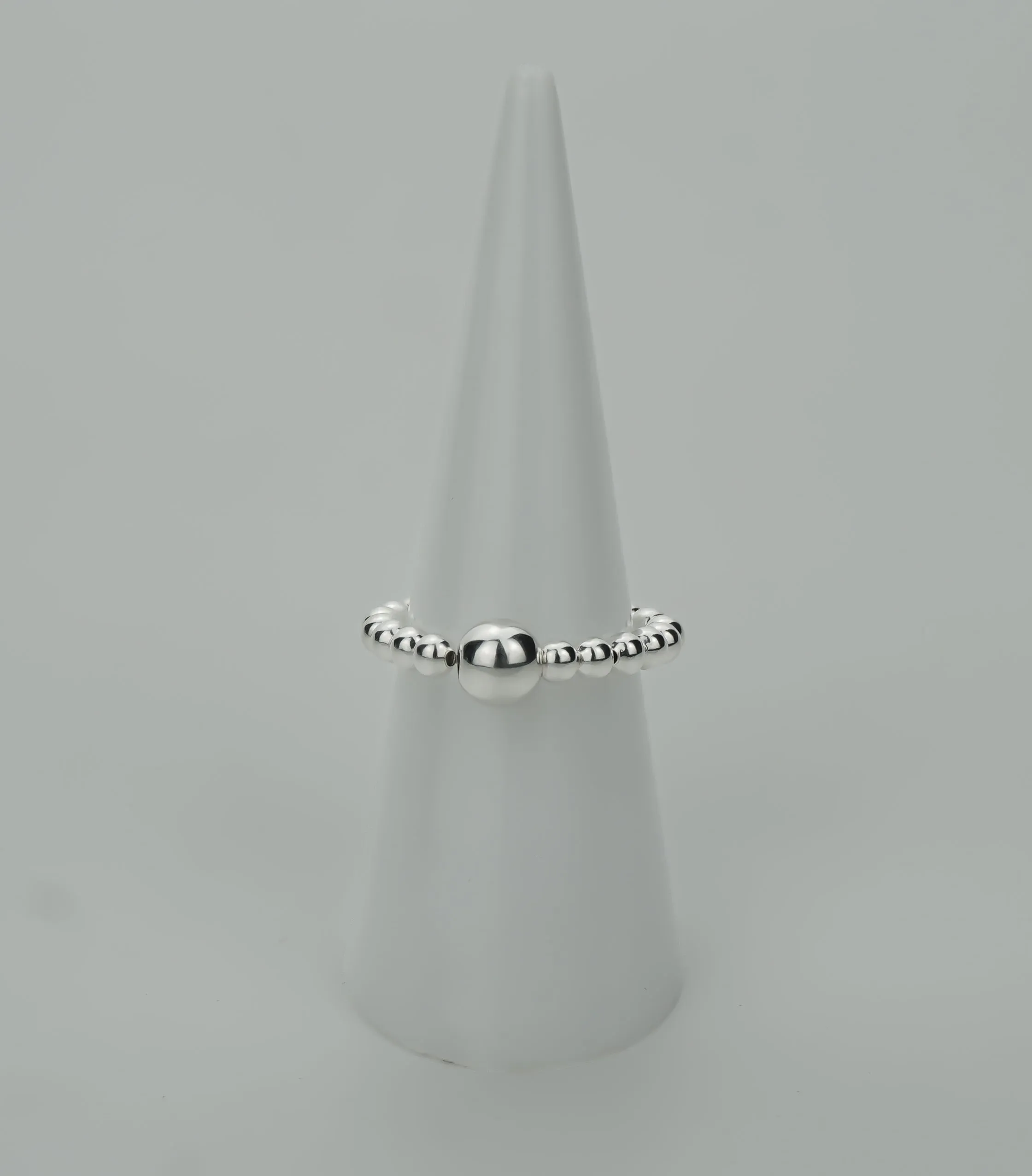 925 Sterling Silver Stretch Accent Bead Ring, Stacked Rings, Women's Rings