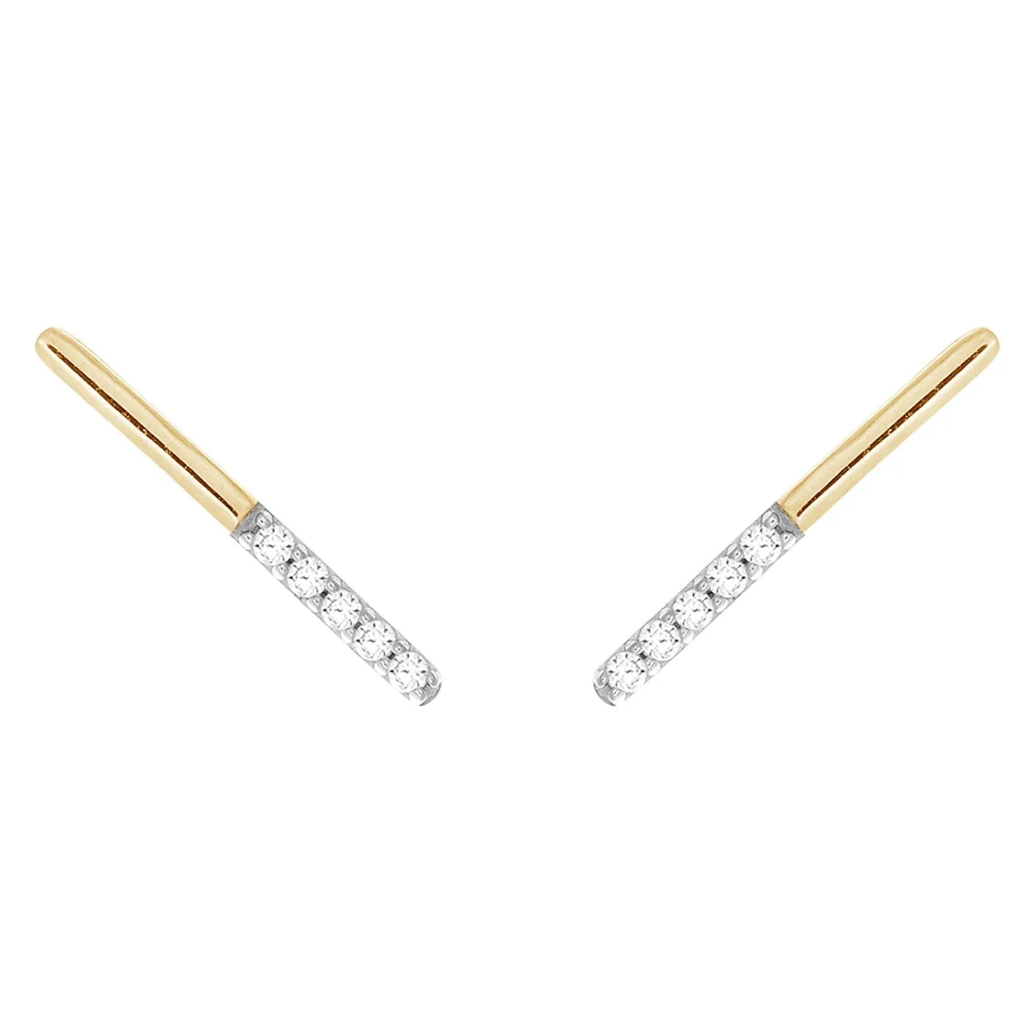 9ct Yellow Gold 0.05 Carat Diamond Bar Earrings with 10 Brilliant Cut Diamonds