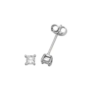 Acotis Silver Stud Earrings Square Zirconia G5552CZ