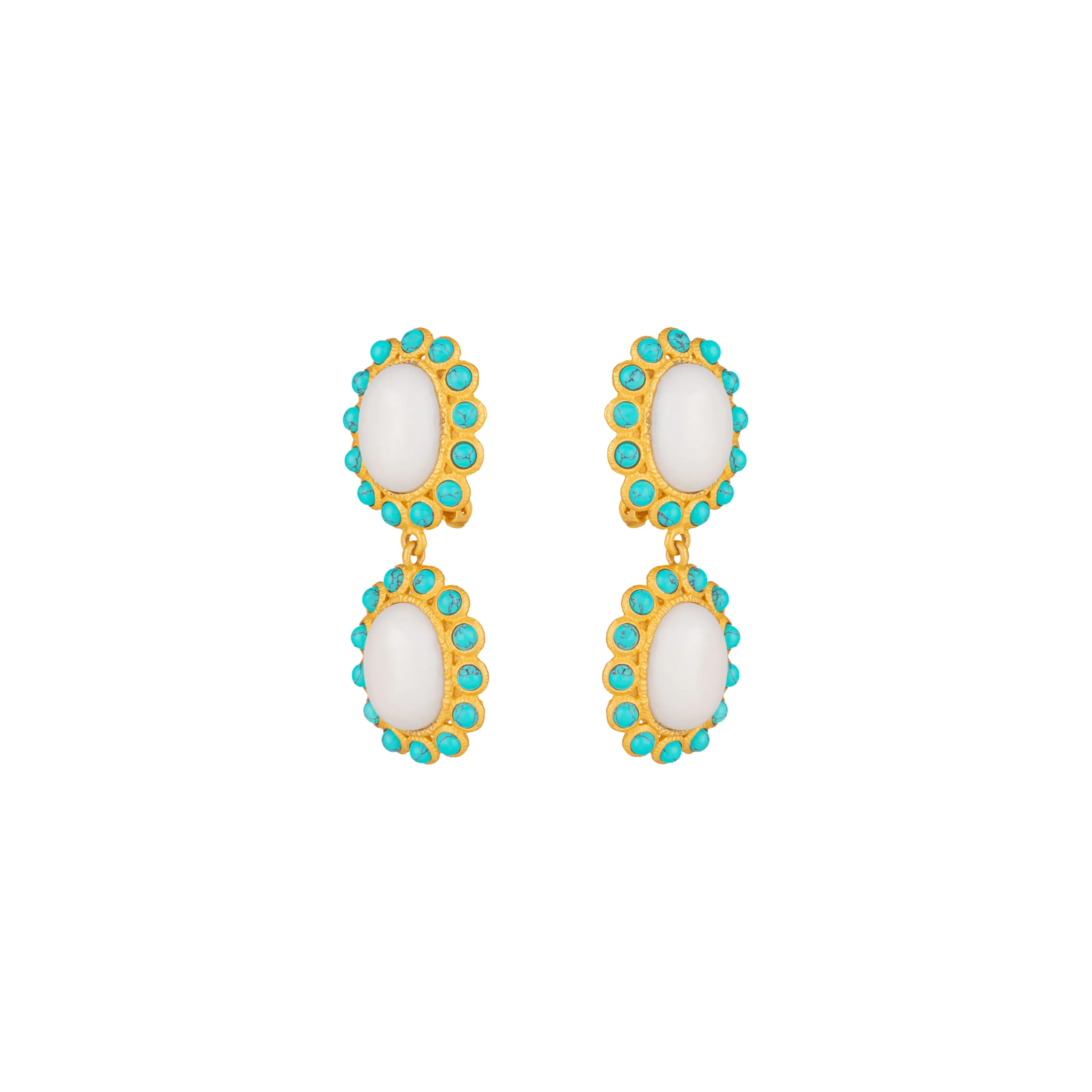 Ada Earrings White Stone & Turquoise